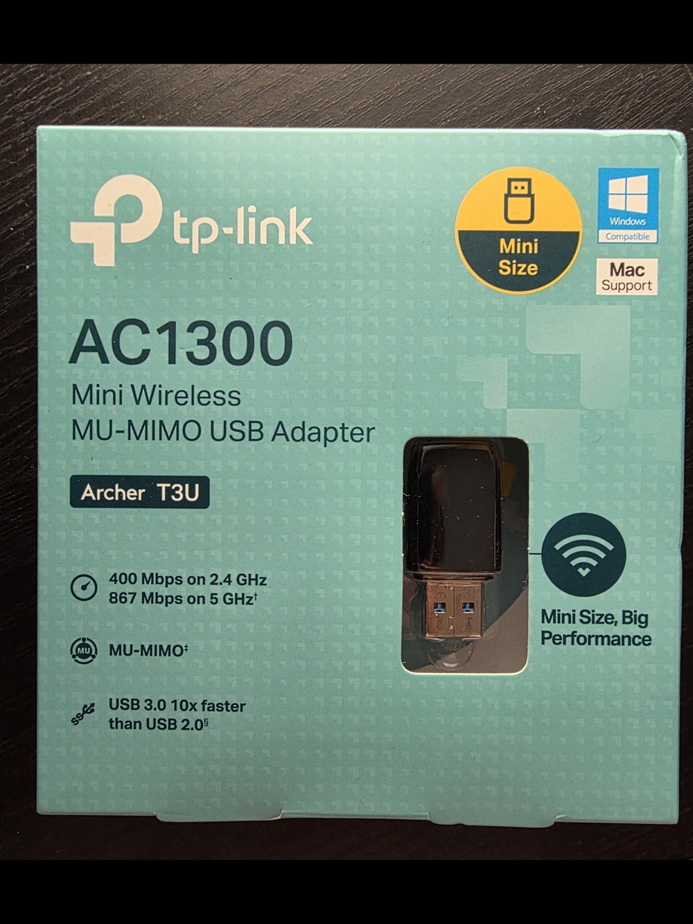 TP-Link AC1300 Archer T3U Mini Wireless MU-MIMO USB Adapter - Black